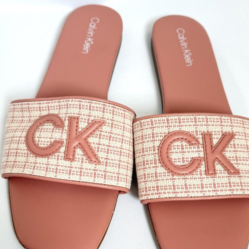 Calvin Klein Yides Light Pink Square Toe Slide Sandals Flat Shoes Women's 10M NW - Picture 9 of 10